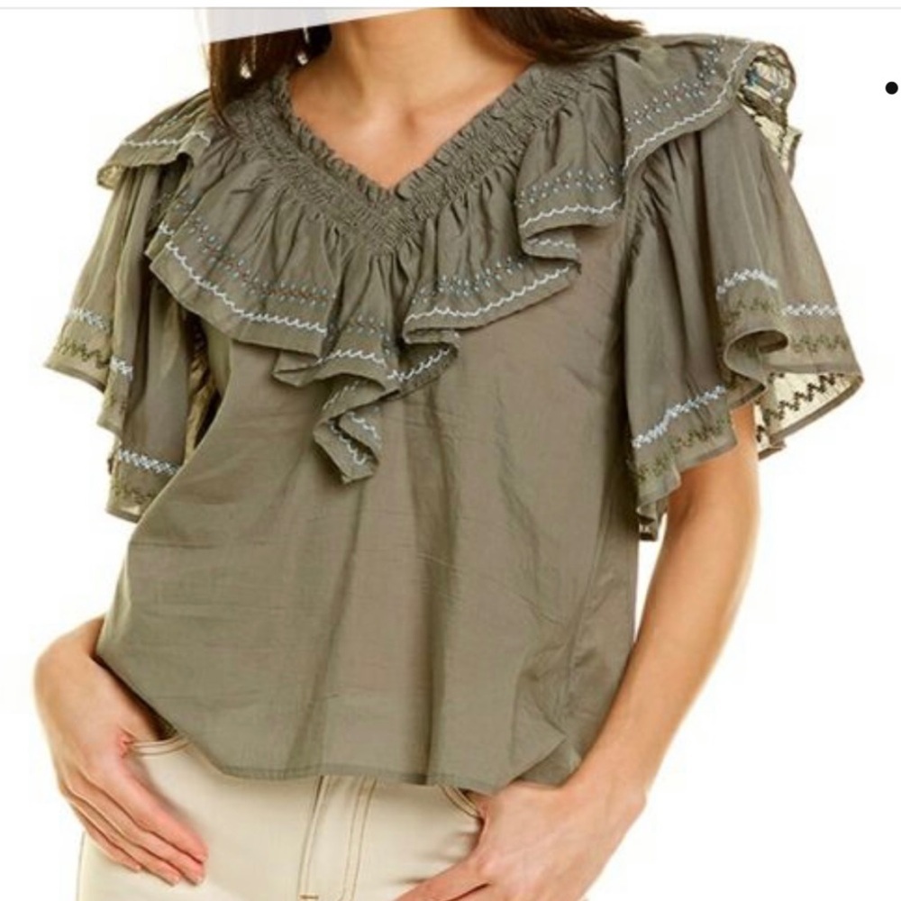 Something Navy Woman’s Felix Ruffle Top Size Smal… - image 1